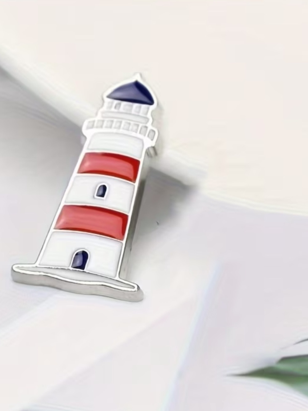 Lighthouse Enamel Pin - Red & White Nautical Accent